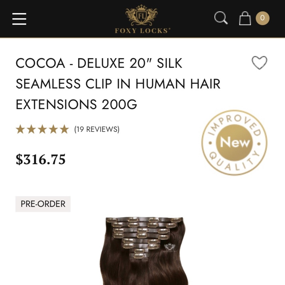 Foxy Locks 20” Hair Extensions, Cocoa shade